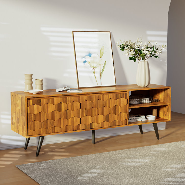 Corrigan Studio® Solid Wood TV Stand Fully Assembled, Media Console for 65’’ TVs